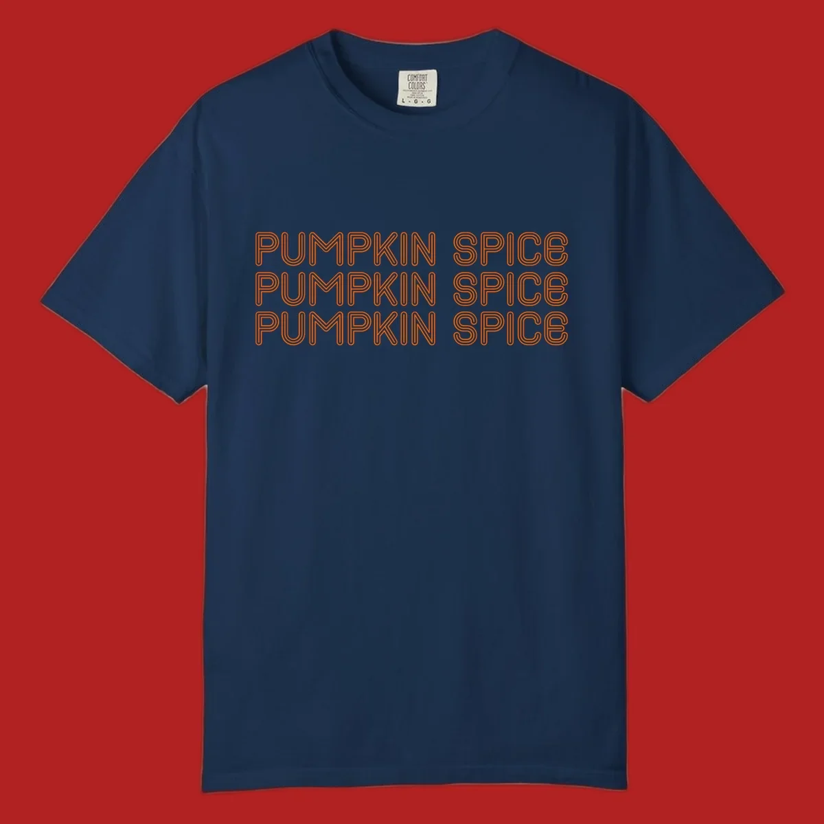 Orange "Pumpkin Spice" text pattern on dark and light backgrounds.