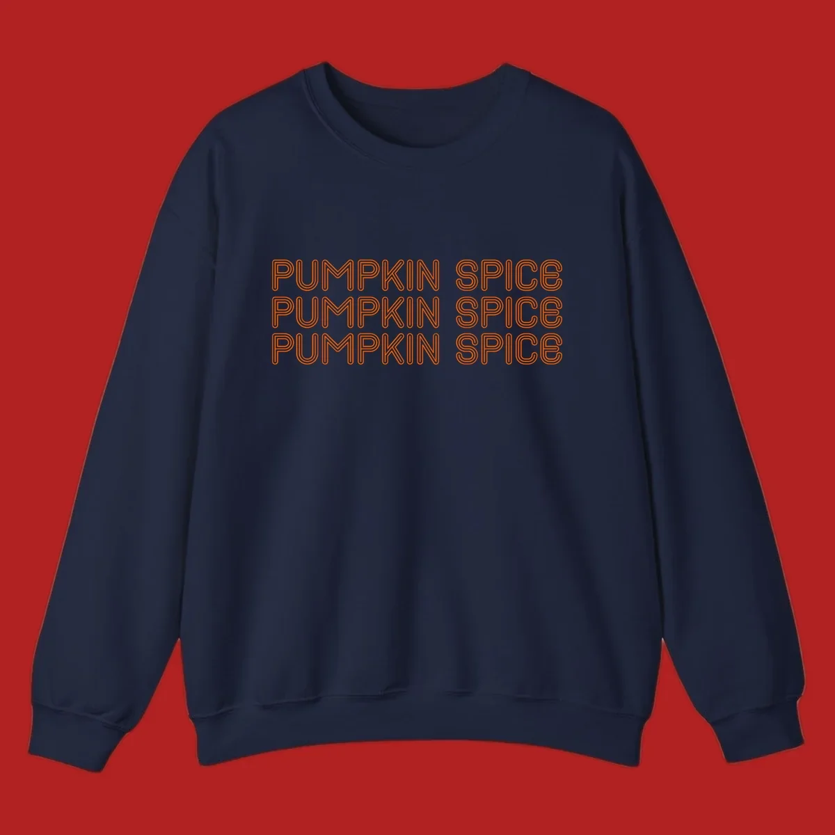 Orange "Pumpkin Spice" text pattern on dark and light backgrounds.