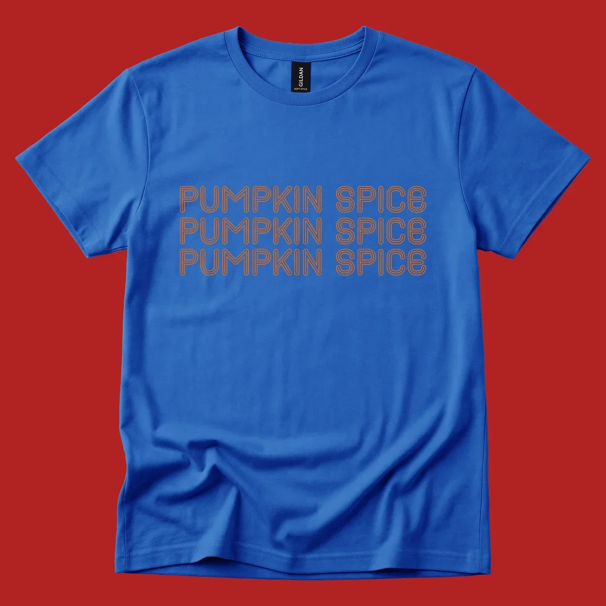 Orange "Pumpkin Spice" text pattern on dark and light backgrounds.