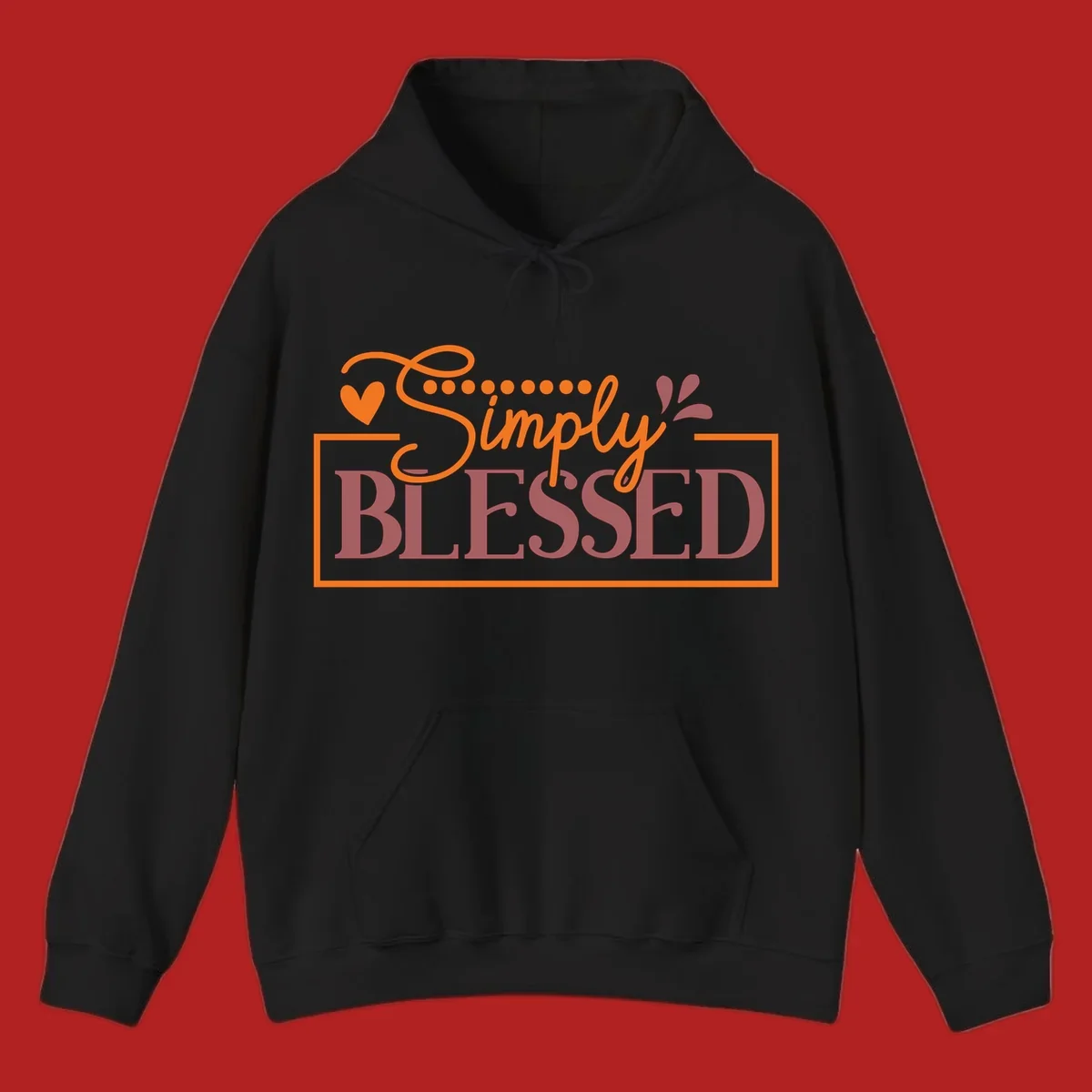 Simply Blessed phrase with heart and dots graphic tee.