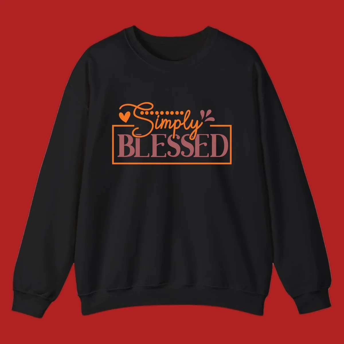Simply Blessed phrase with heart and dots graphic tee.