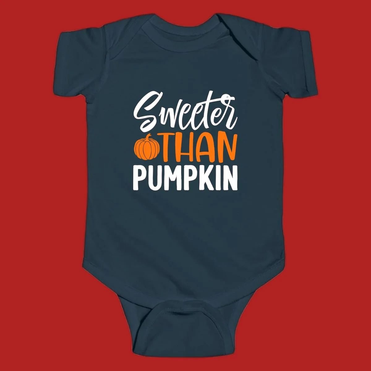 Sweeter than pumpkin fall saying with pumpkin illustration and text.