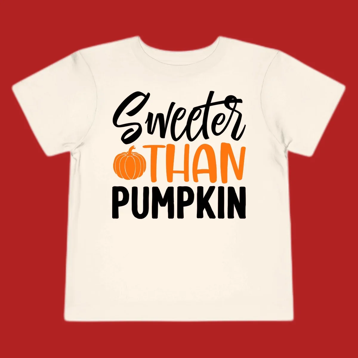 Sweeter than pumpkin fall saying with pumpkin illustration and text.