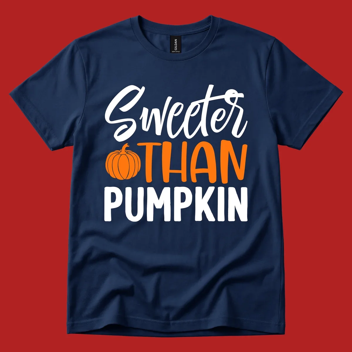 Sweeter than pumpkin fall saying with pumpkin illustration and text.