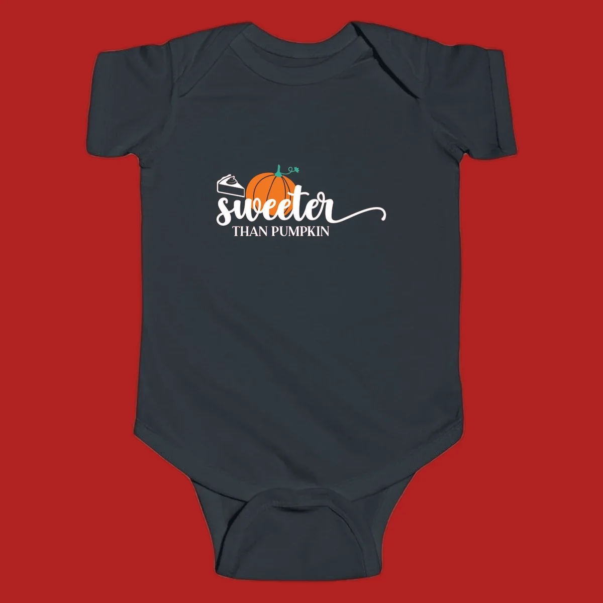 Sweeter than pumpkin pie graphic with pie slice and pumpkin artwork.