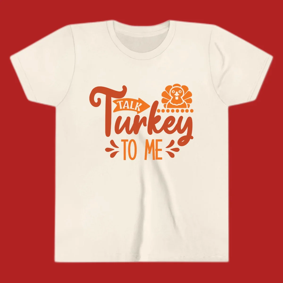 Talk Turkey To Me Thanksgiving graphic with turkey and arrow illustration
