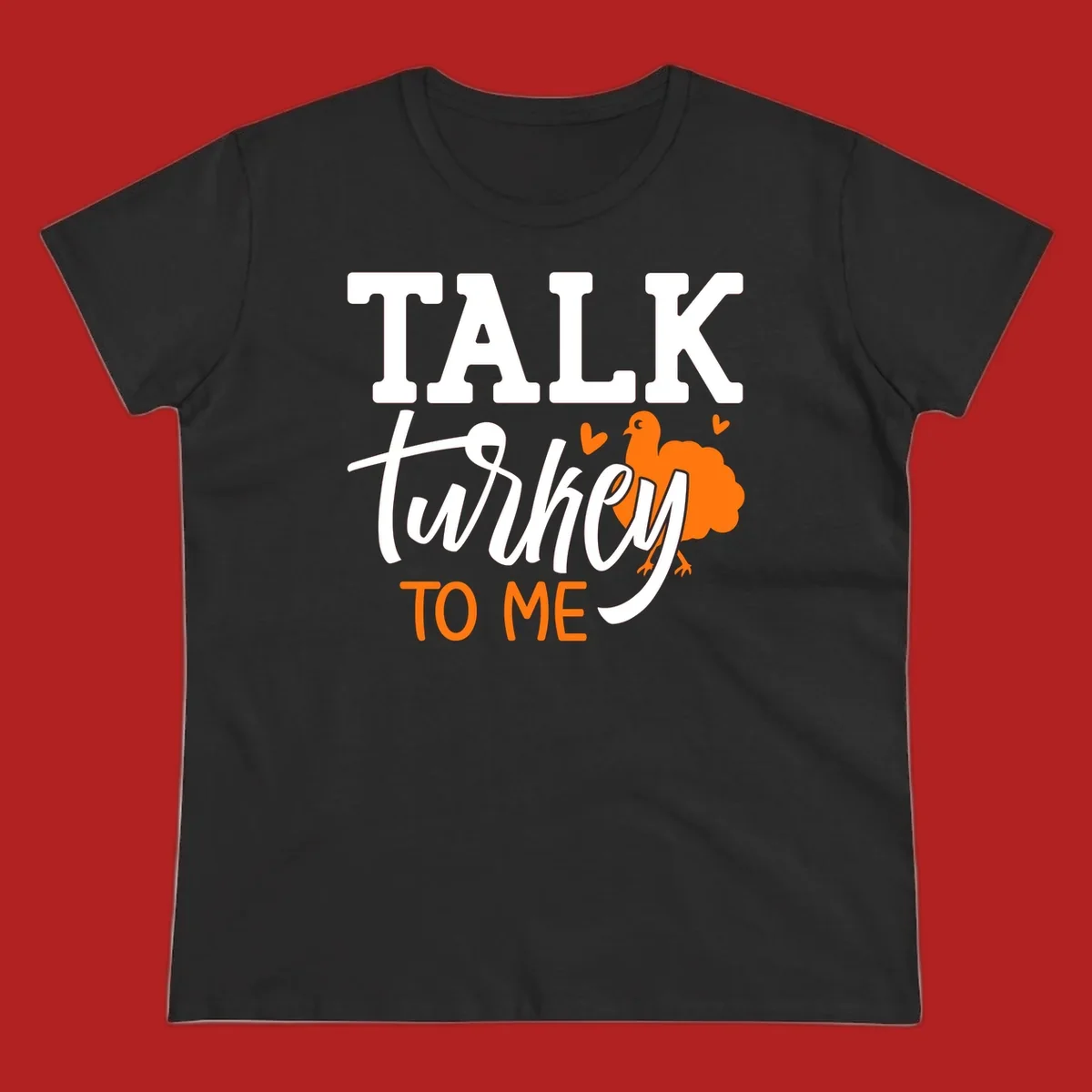 Talk turkey to me Thanksgiving phrase with turkey illustration.