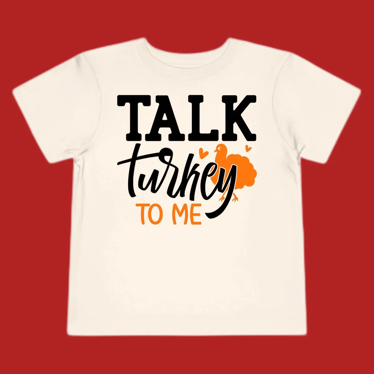Talk turkey to me Thanksgiving phrase with turkey illustration.