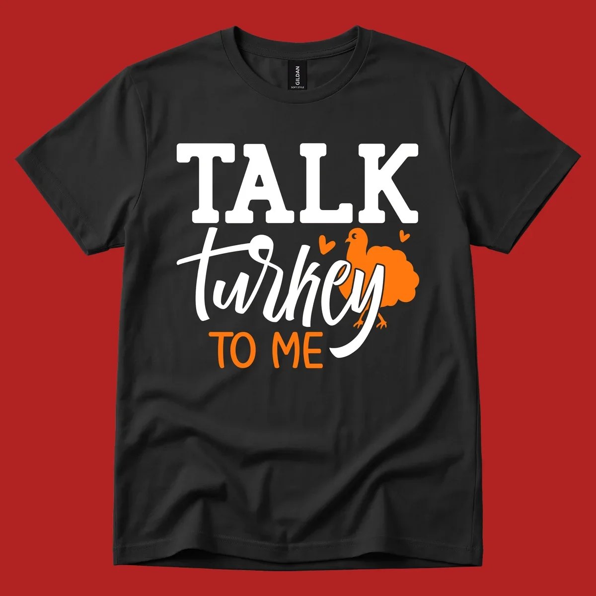 Talk turkey to me Thanksgiving phrase with turkey illustration.