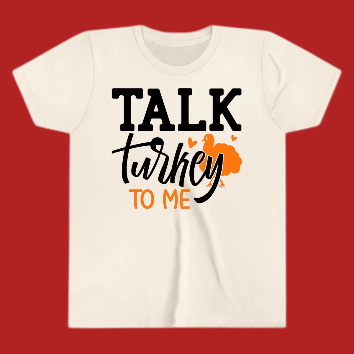Talk turkey to me Thanksgiving phrase with turkey illustration.