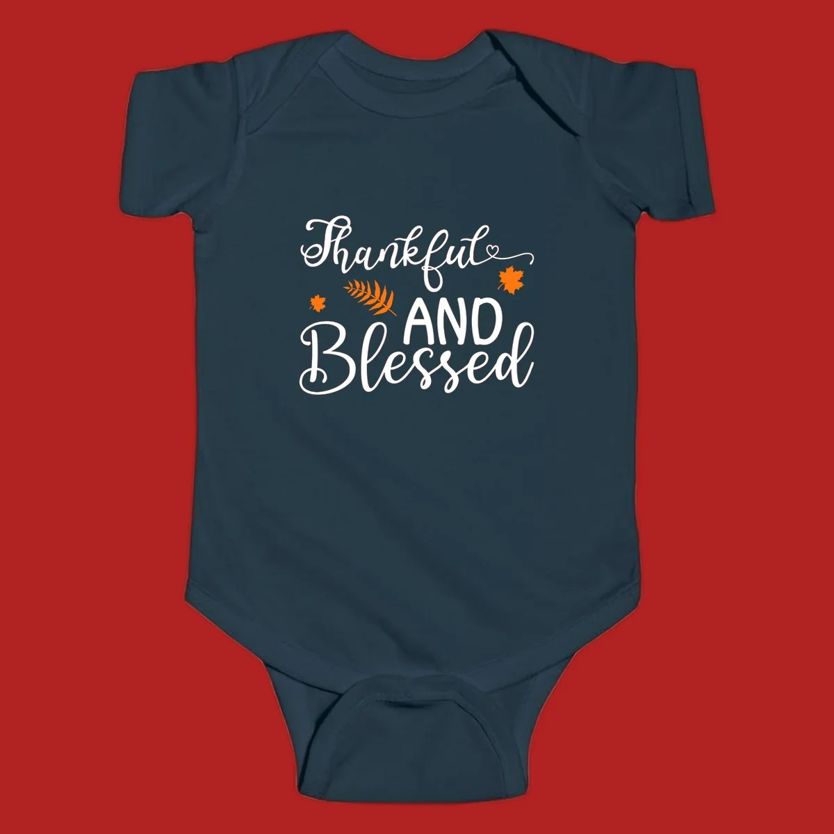 Thankful and blessed fall leaves typography design