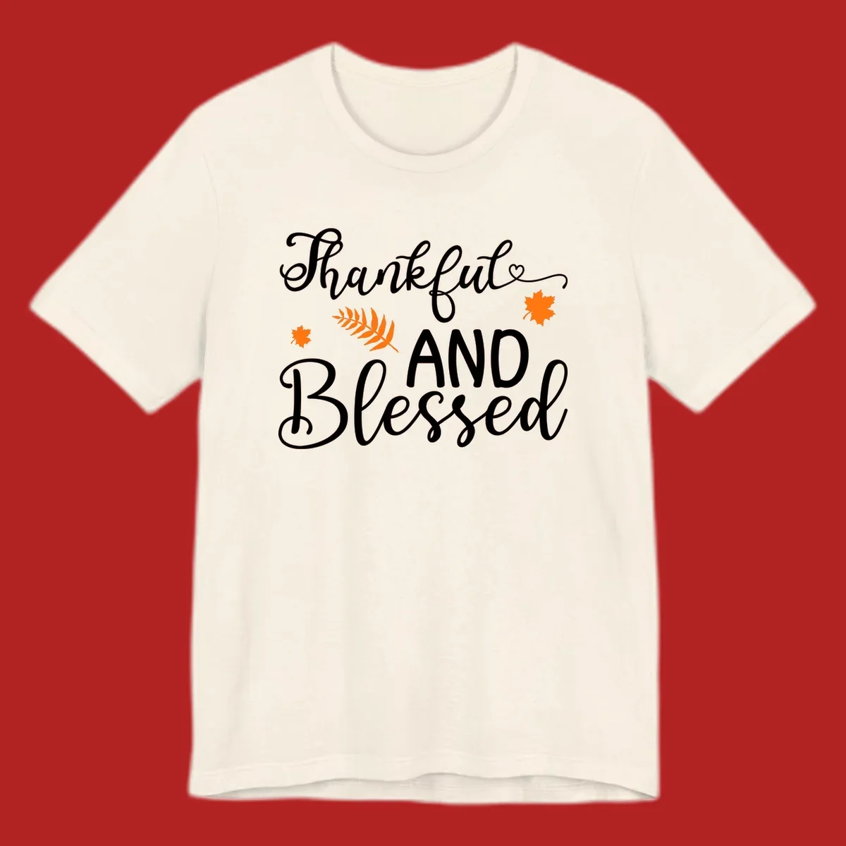 Thankful and blessed fall leaves typography design
