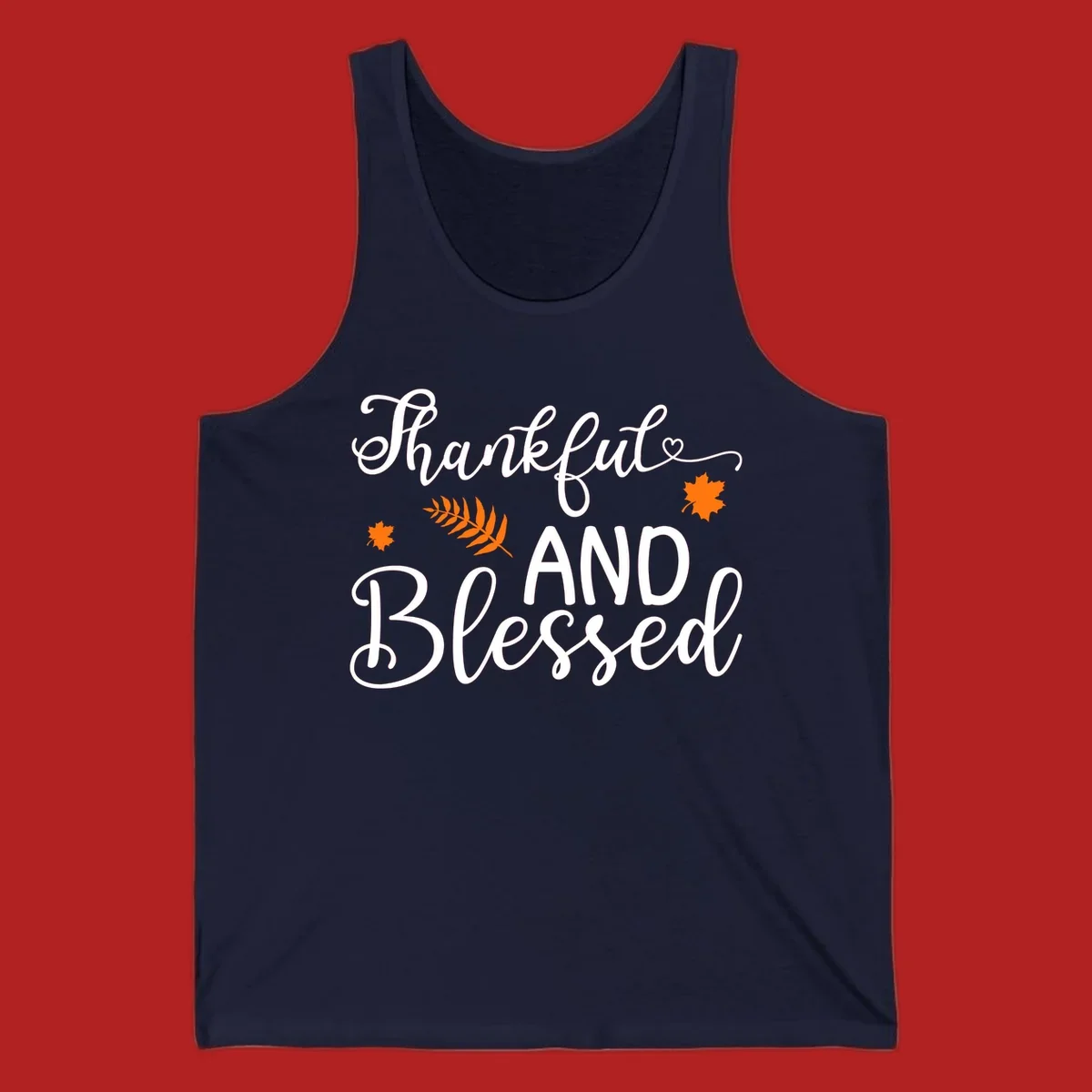 Thankful and blessed fall leaves typography design