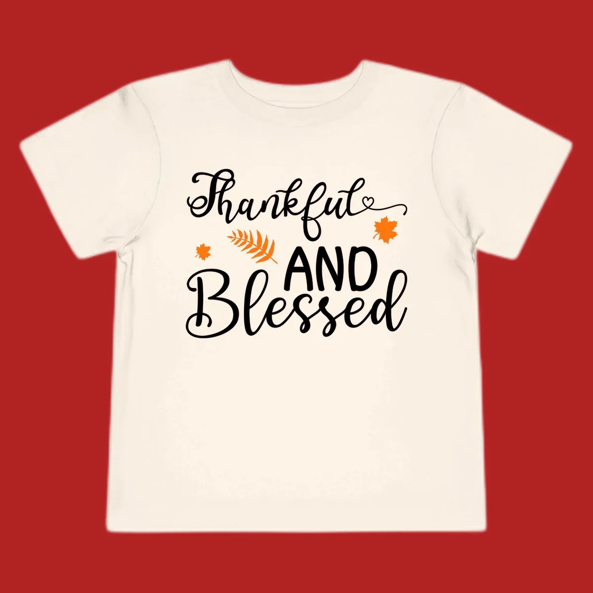 Thankful and blessed fall leaves typography design