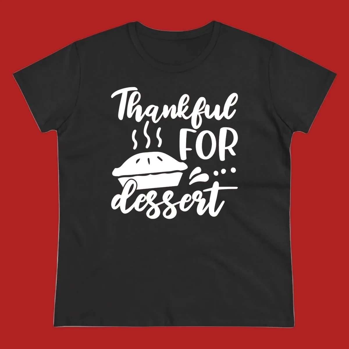 Thankful for dessert pie graphic with steam.