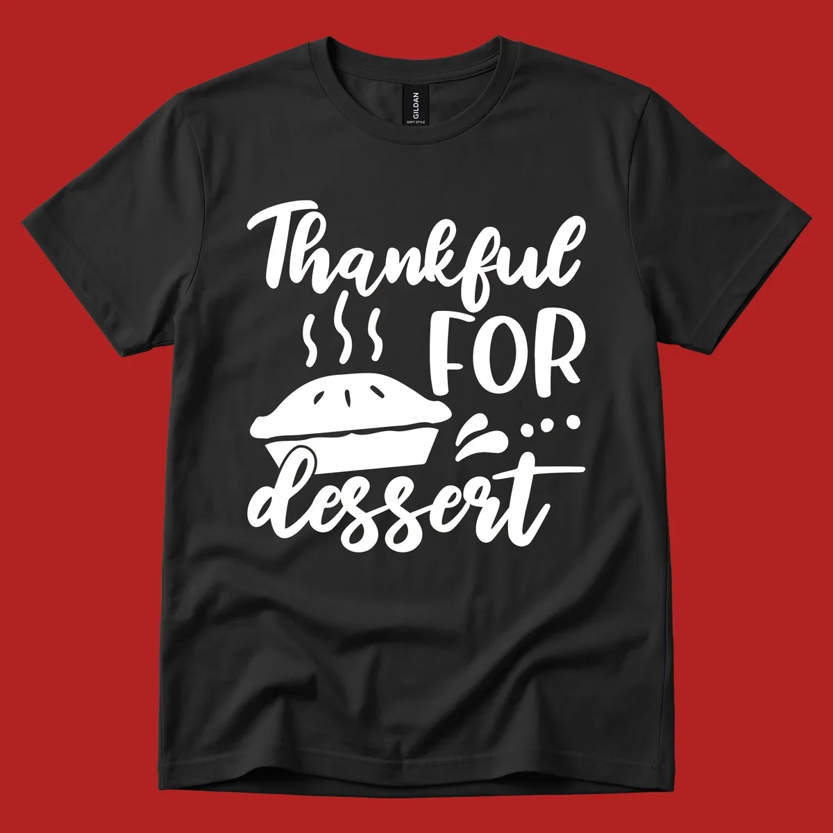 Thankful for dessert pie graphic with steam.