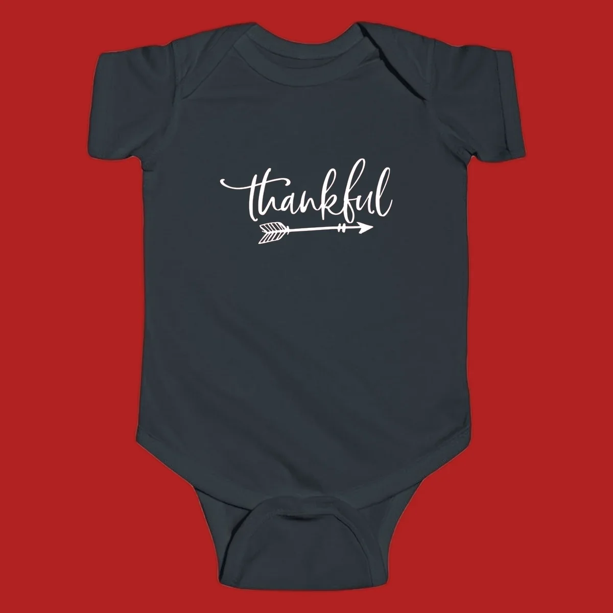 Thankful text with arrow graphic.