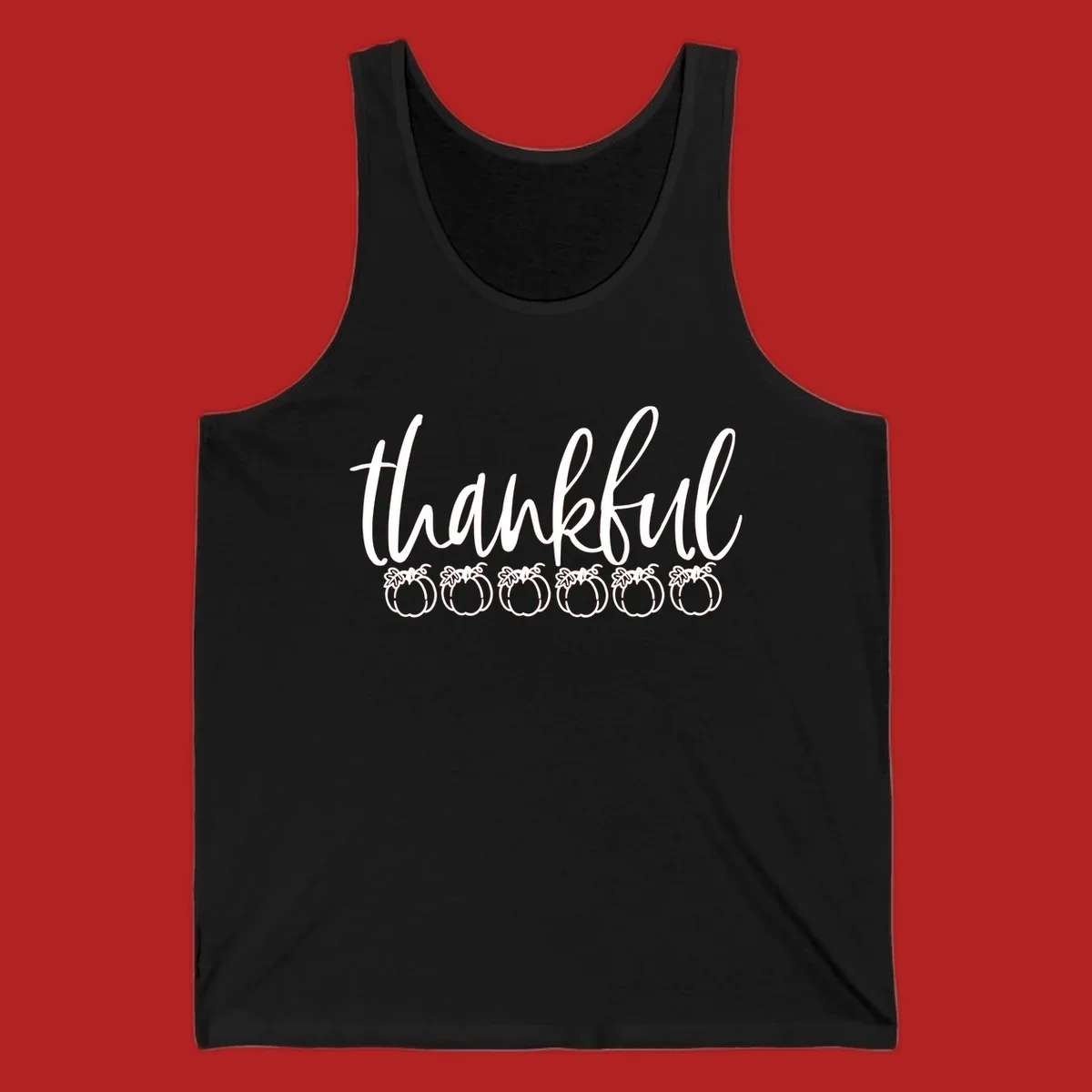 White script text 'thankful' above six white pumpkin illustrations, thankful pumpkins thanksgiving