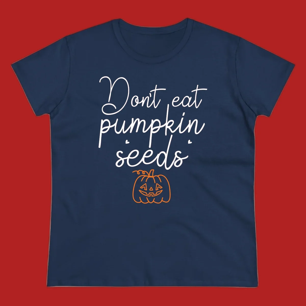 Don't eat pumpkin seeds Halloween text with jack-o-lantern illustration