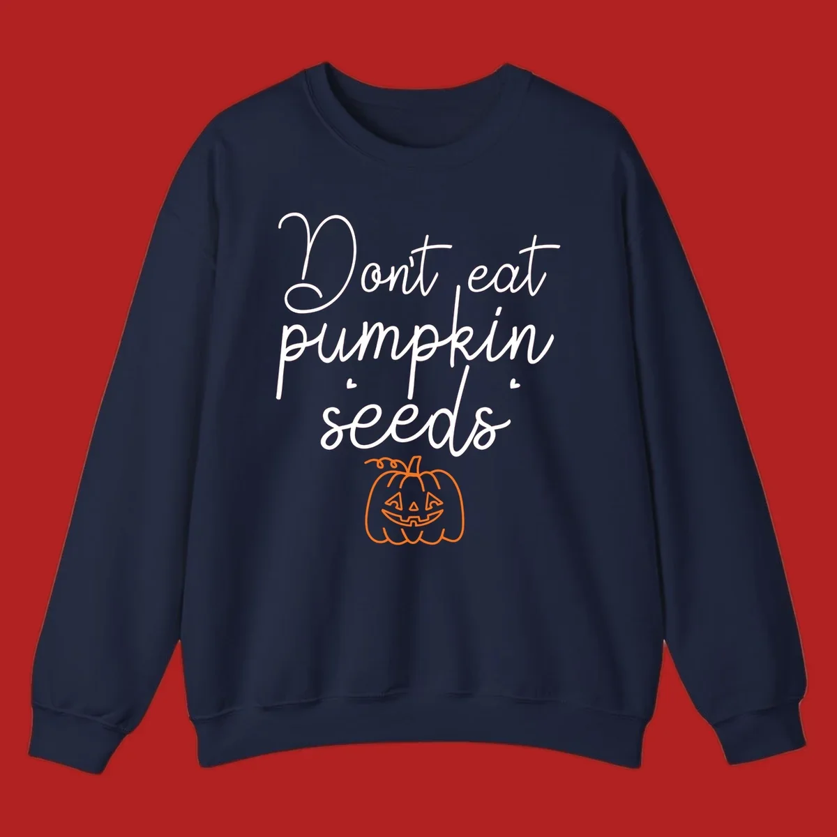 Don't eat pumpkin seeds Halloween text with jack-o-lantern illustration
