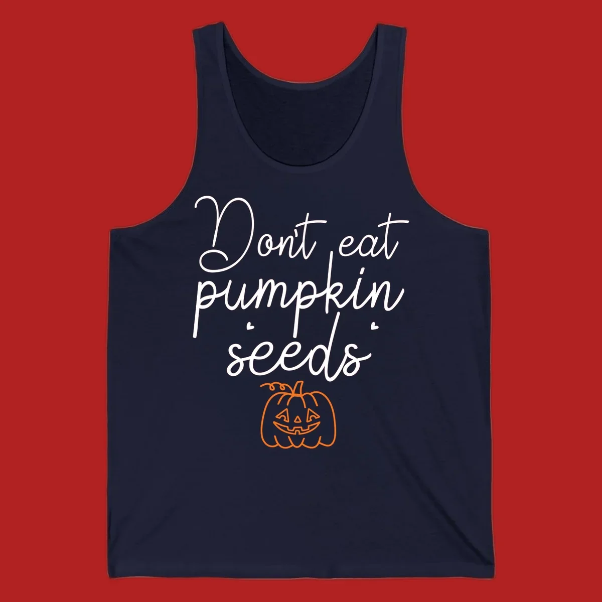 Don't eat pumpkin seeds Halloween text with jack-o-lantern illustration