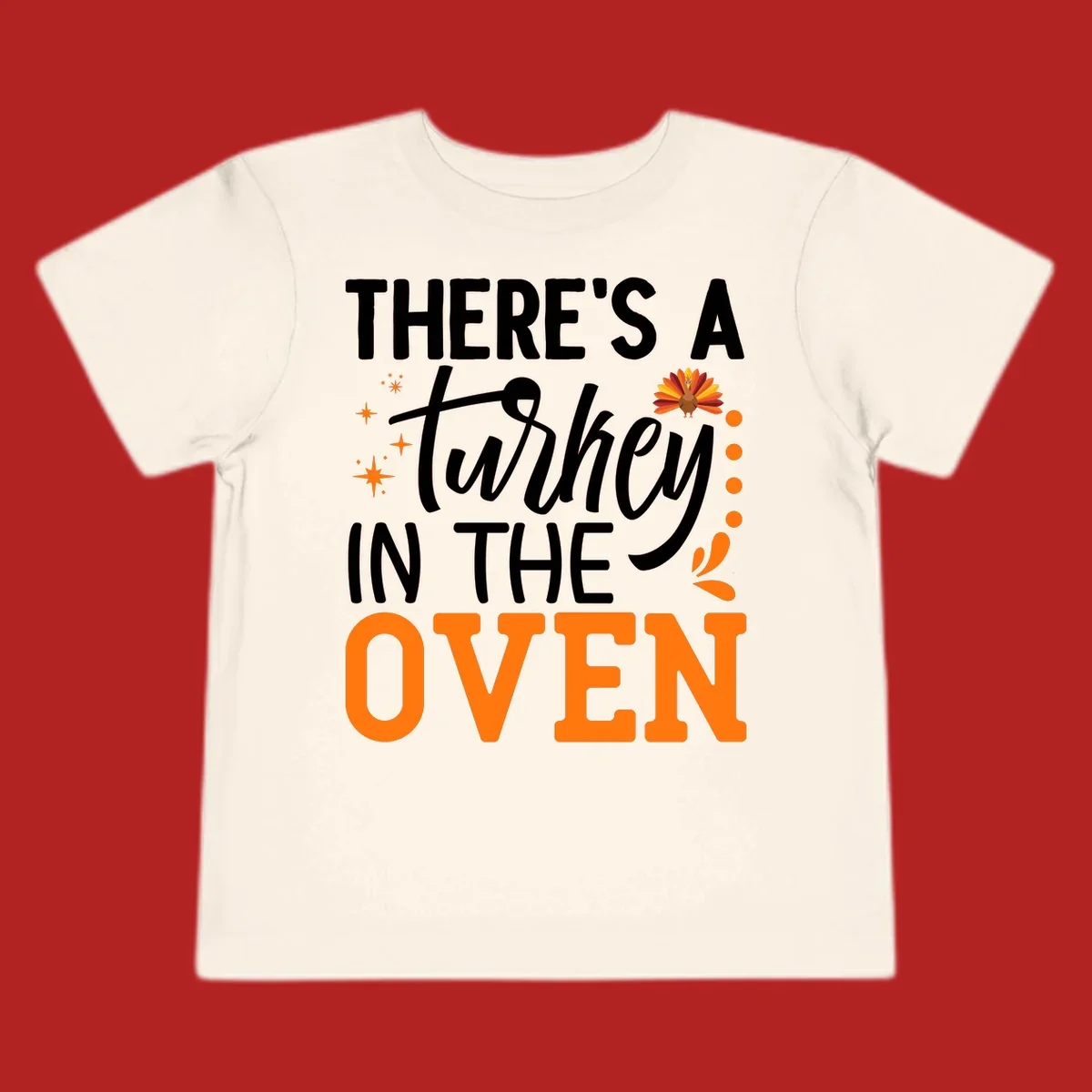 Thanksgiving turkey oven pregnancy announcement with text and illustrations. Primary keyword root: thanksgiving-turkey-oven-pregnancy