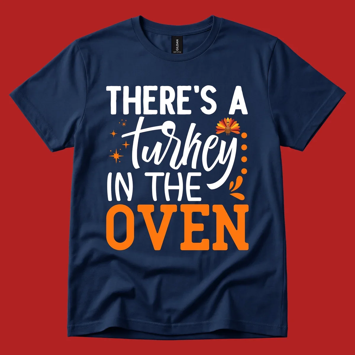 Thanksgiving turkey oven pregnancy announcement with text and illustrations. Primary keyword root: thanksgiving-turkey-oven-pregnancy