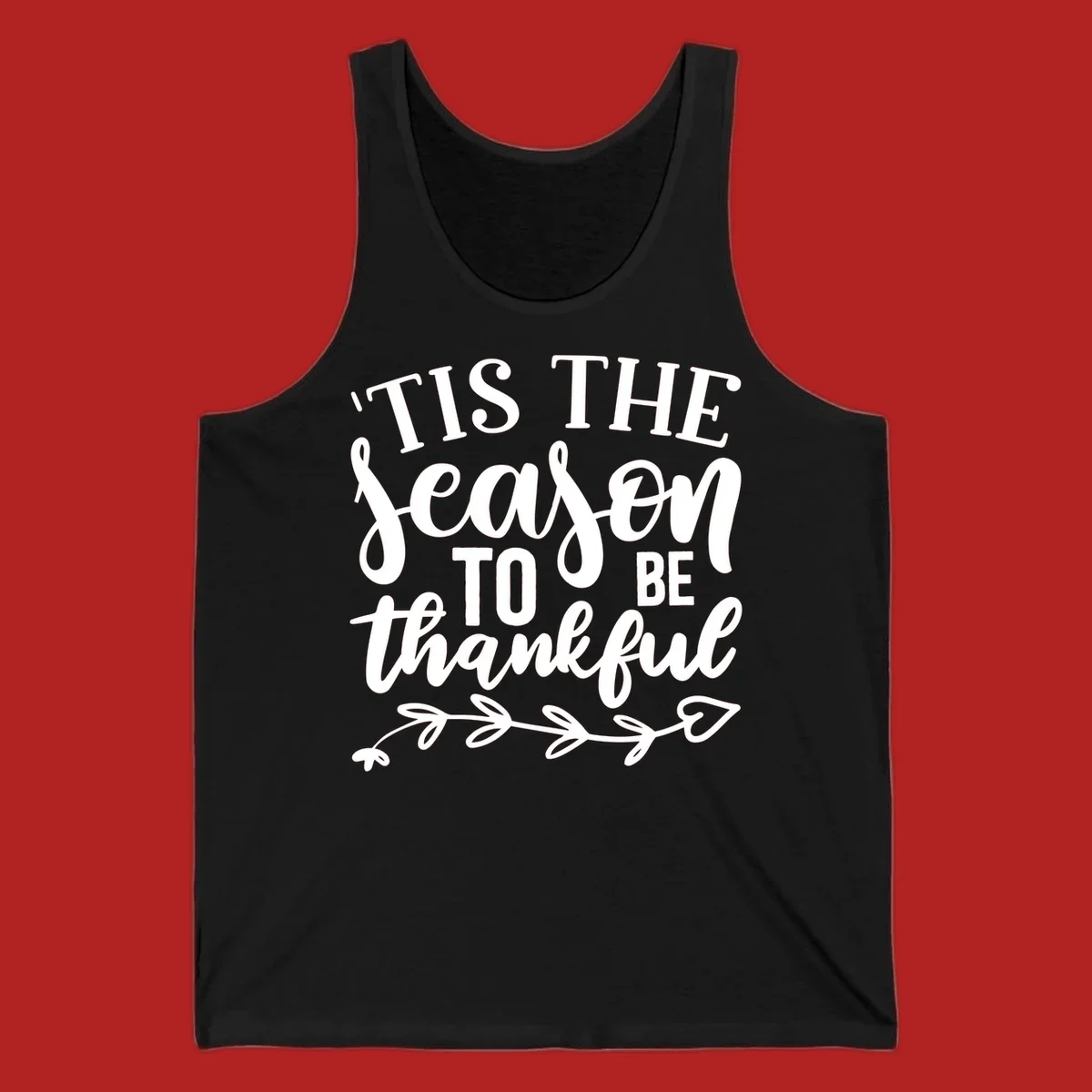 Tis the season to be thankful typography with floral vine graphic