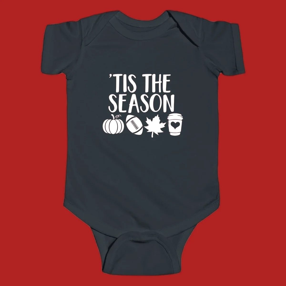 Fall season vibes text and graphics including pumpkin, football, leaf, and coffee cup.