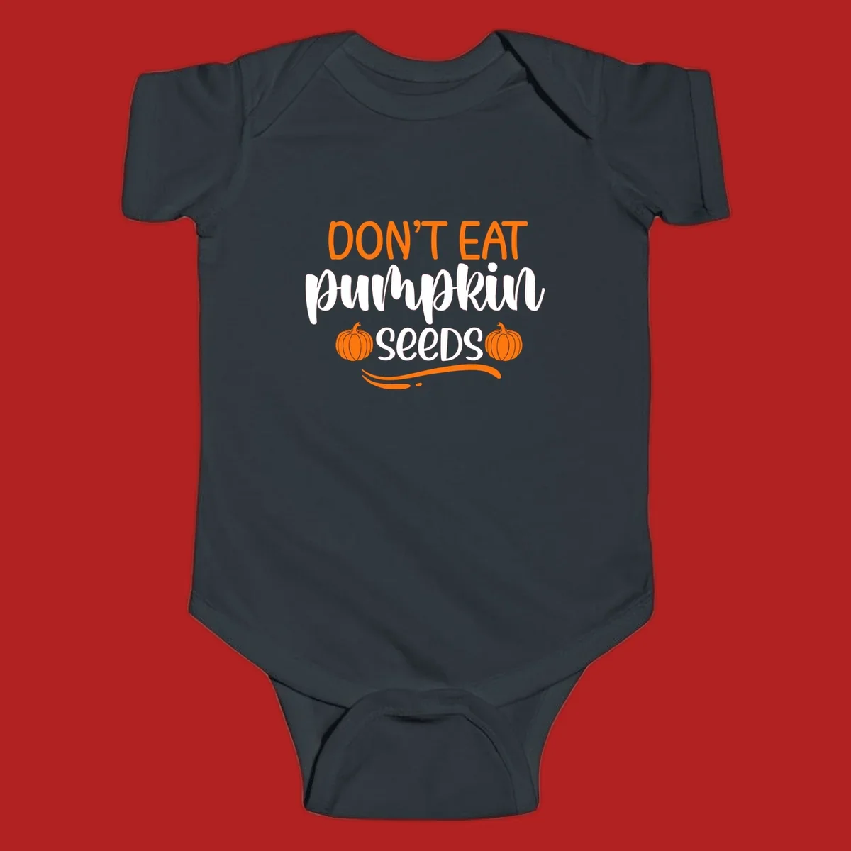 Don't Eat Pumpkin Seeds Fall Saying with pumpkins and swirls