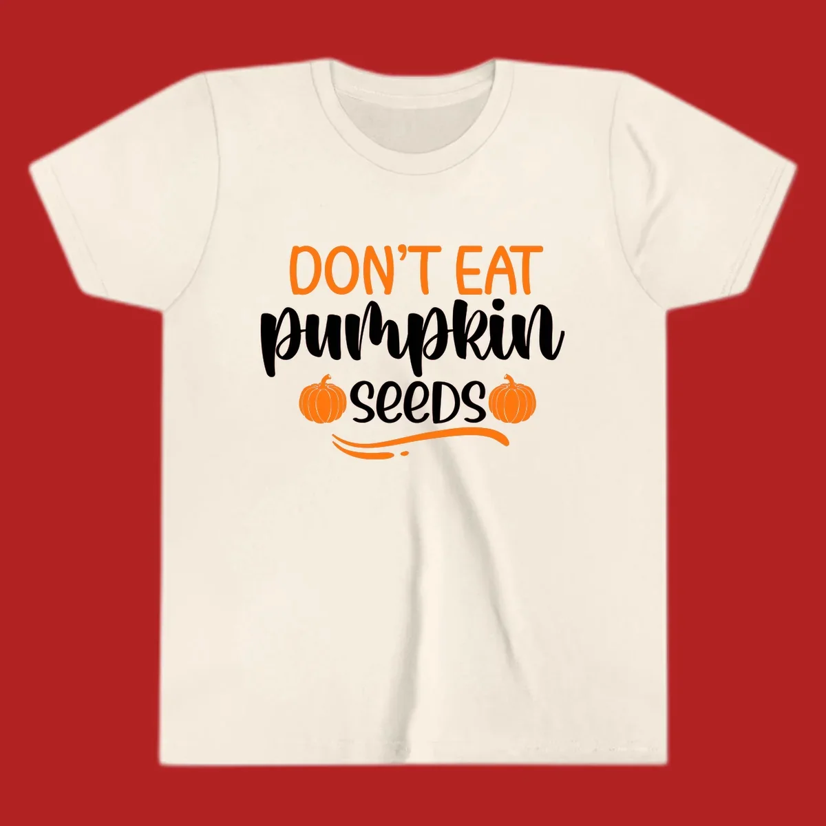 Don't Eat Pumpkin Seeds Fall Saying with pumpkins and swirls