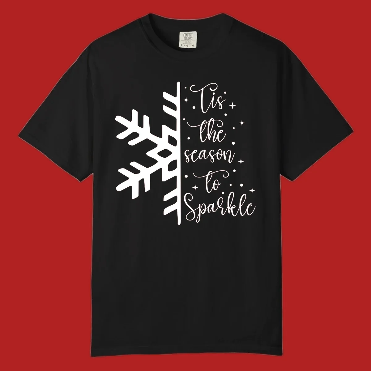 Tis the season to Sparkle phrase with snowflake and stars