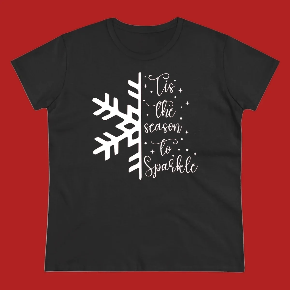 Tis the season to Sparkle phrase with snowflake and stars