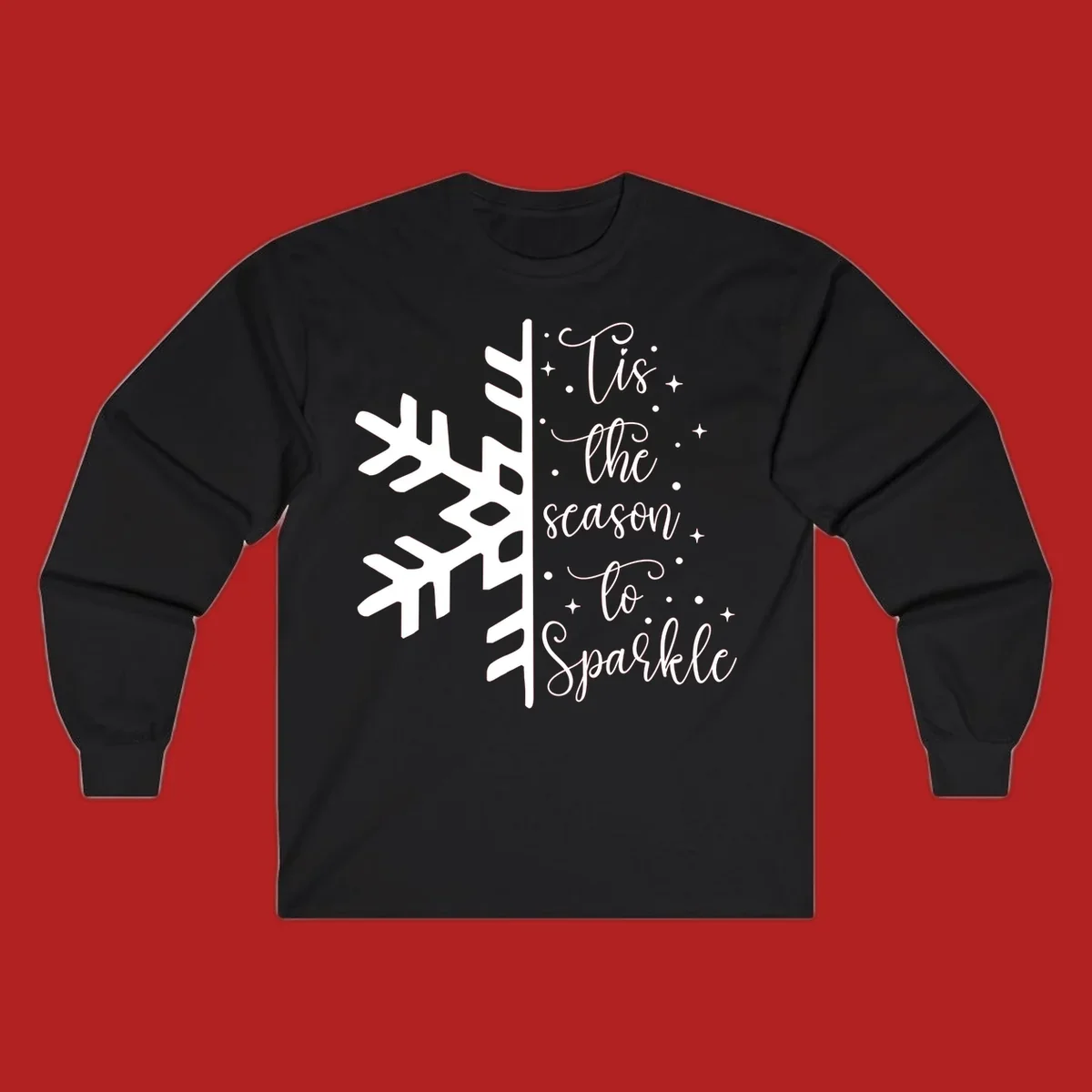 Tis the season to Sparkle phrase with snowflake and stars