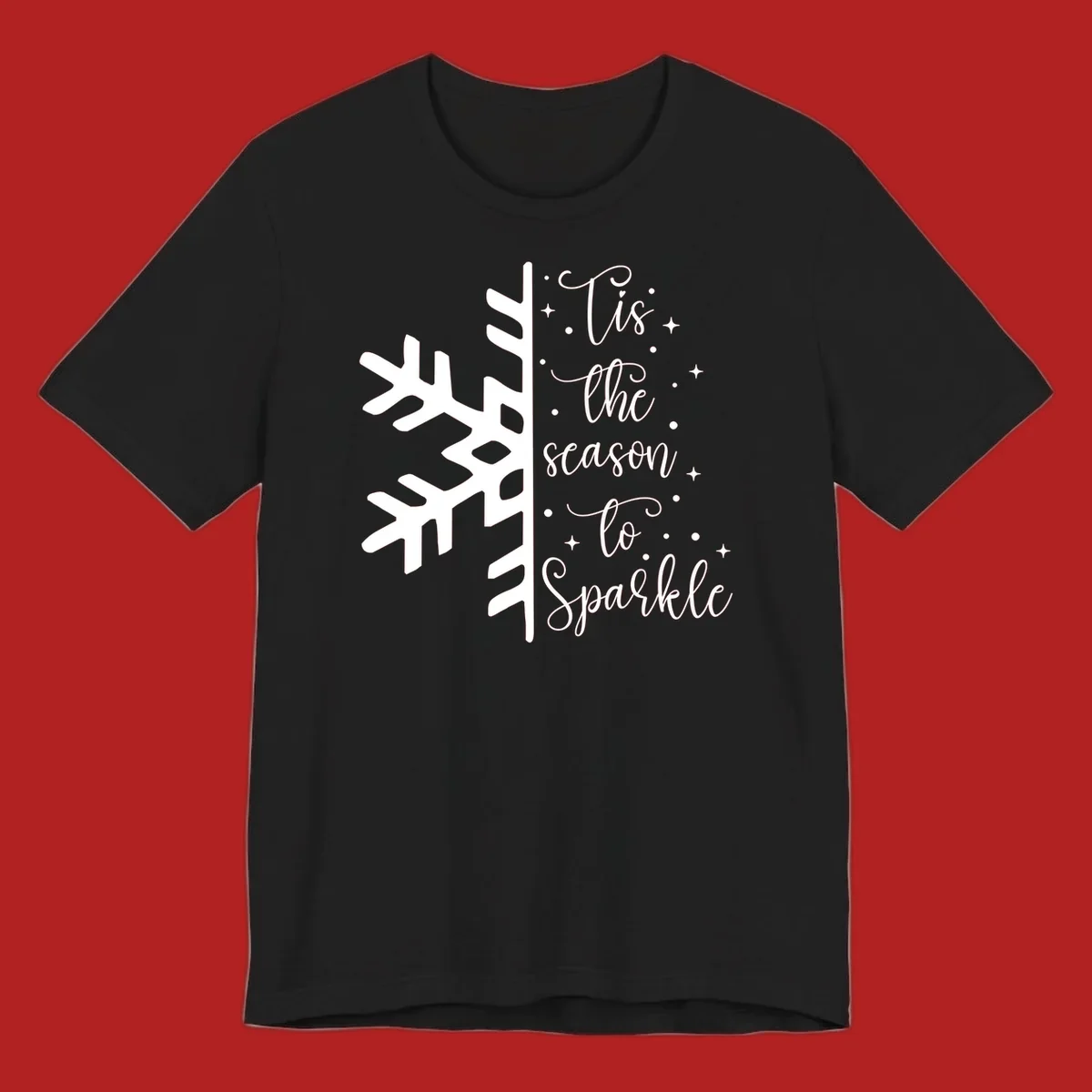 Tis the season to Sparkle phrase with snowflake and stars