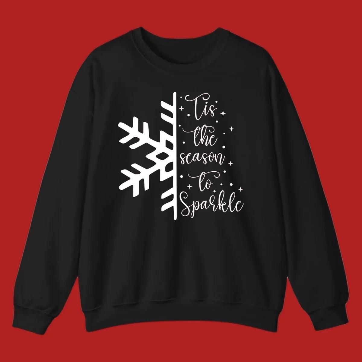Tis the season to Sparkle phrase with snowflake and stars