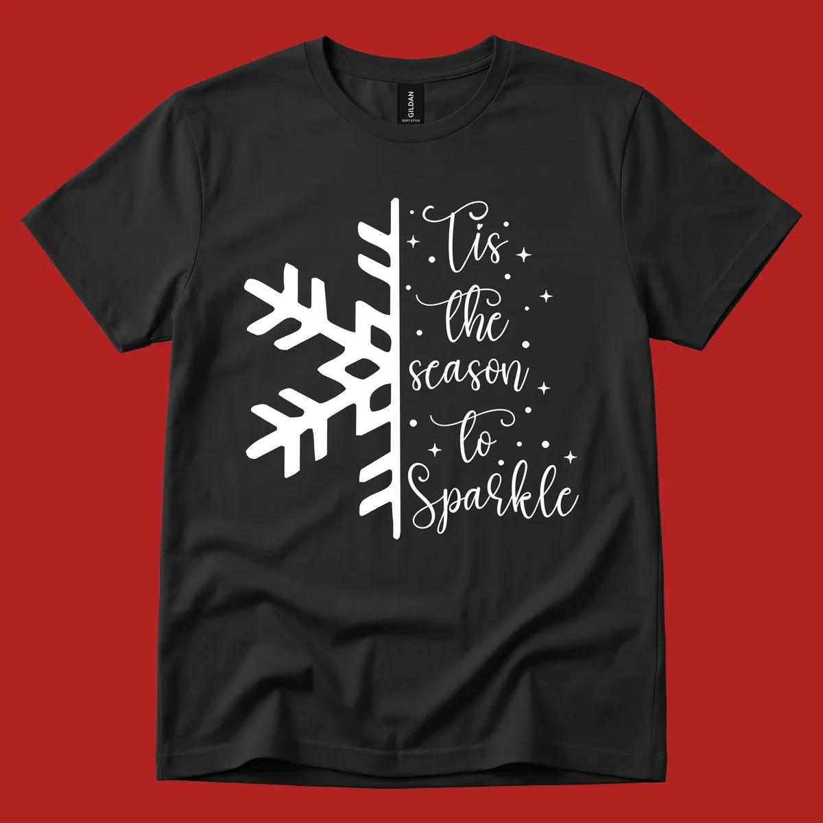 Tis the season to Sparkle phrase with snowflake and stars