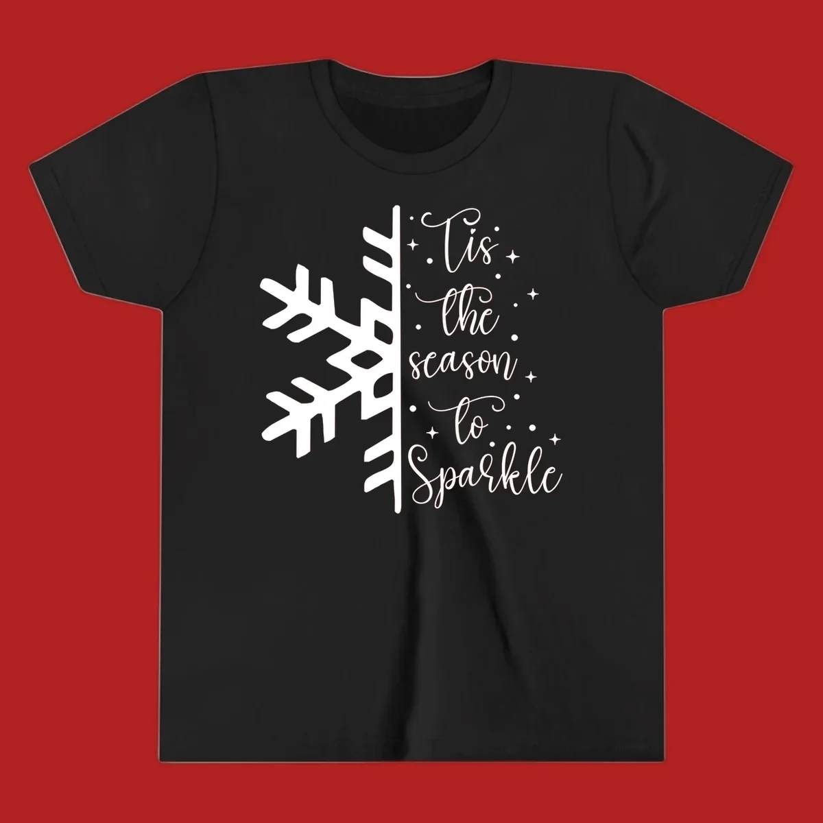 Tis the season to Sparkle phrase with snowflake and stars