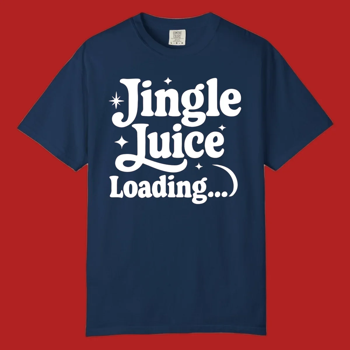 Jingle Juice Loading text with stars in a retro font.