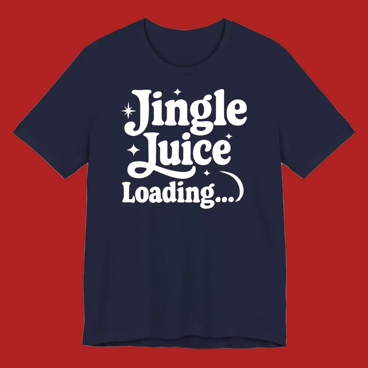 Jingle Juice Loading text with stars in a retro font.
