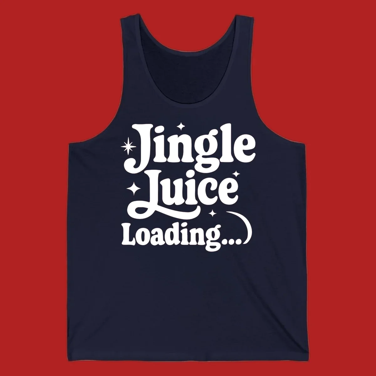 Jingle Juice Loading text with stars in a retro font.
