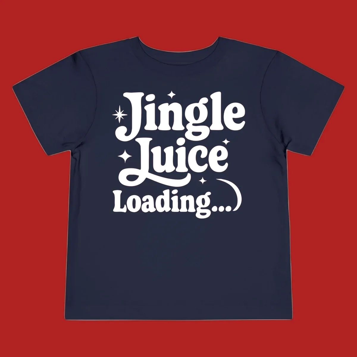 Jingle Juice Loading text with stars in a retro font.