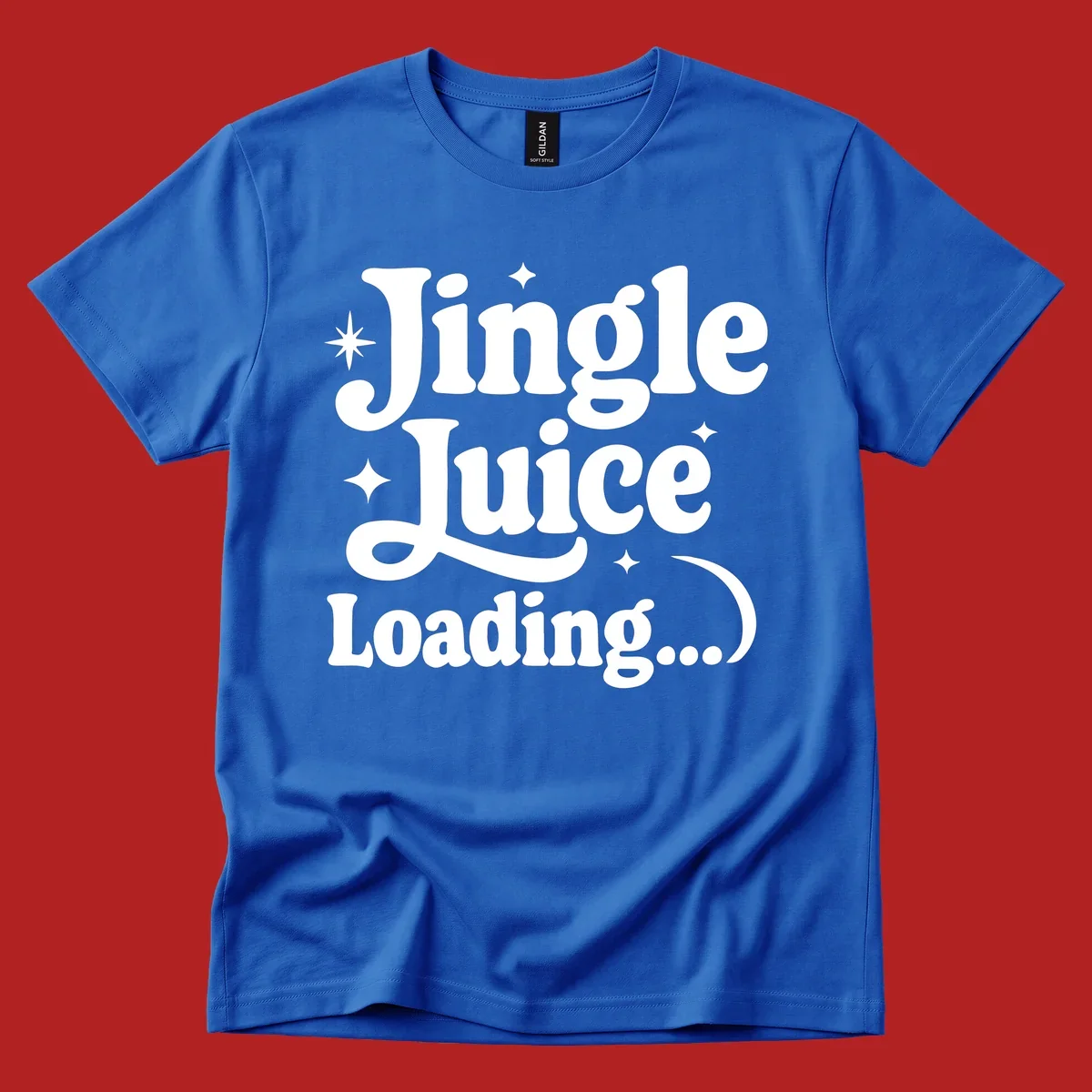 Jingle Juice Loading text with stars in a retro font.
