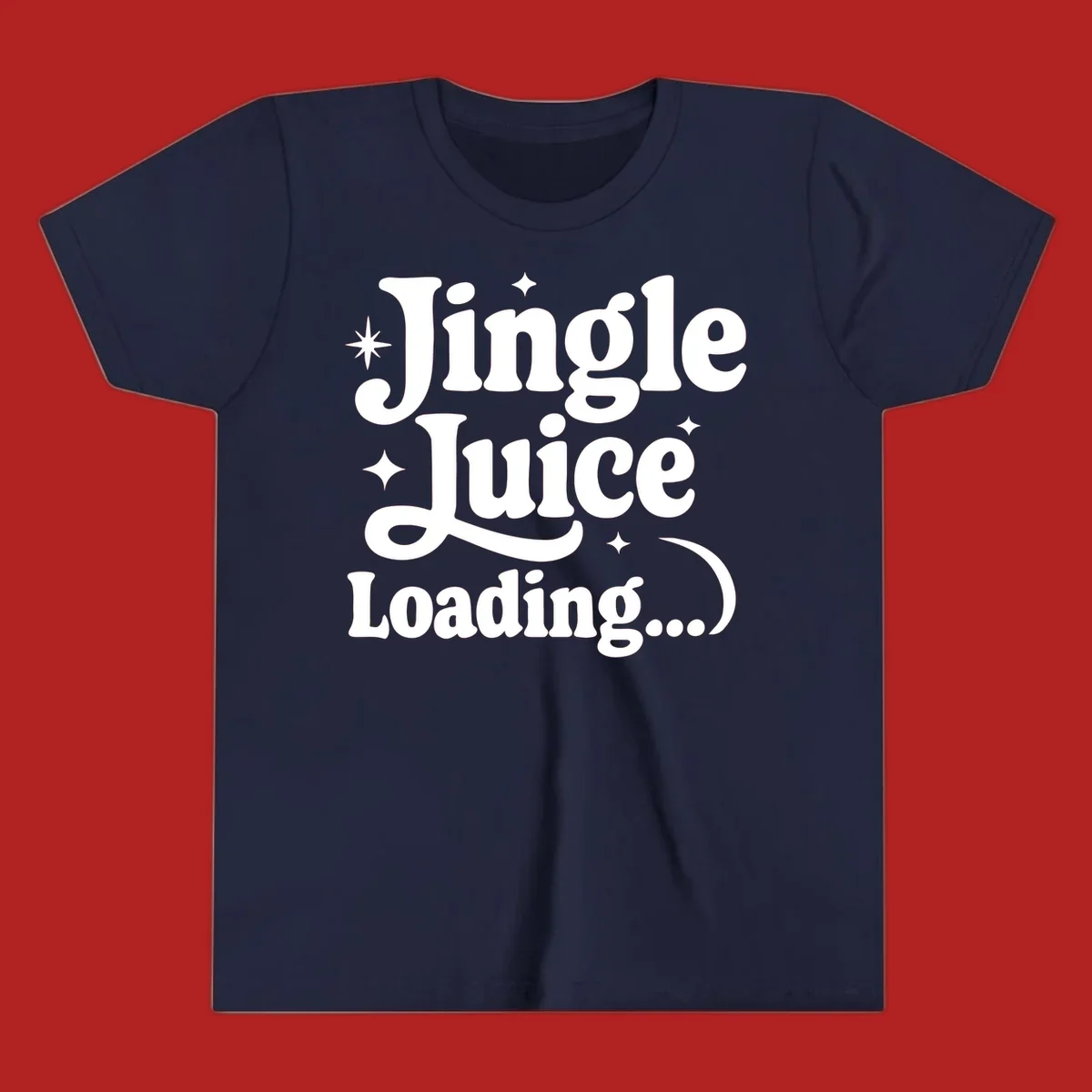 Jingle Juice Loading text with stars in a retro font.