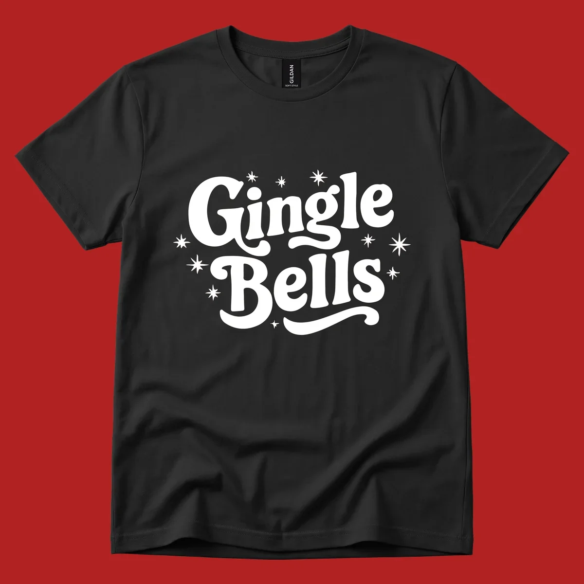 Jingle Bells holiday text with stars