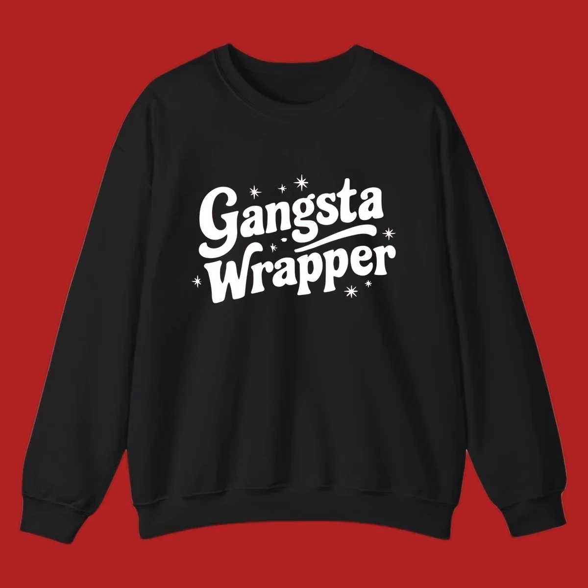 Gangsta Wrapper text design with stars, white on black and black on white variants.