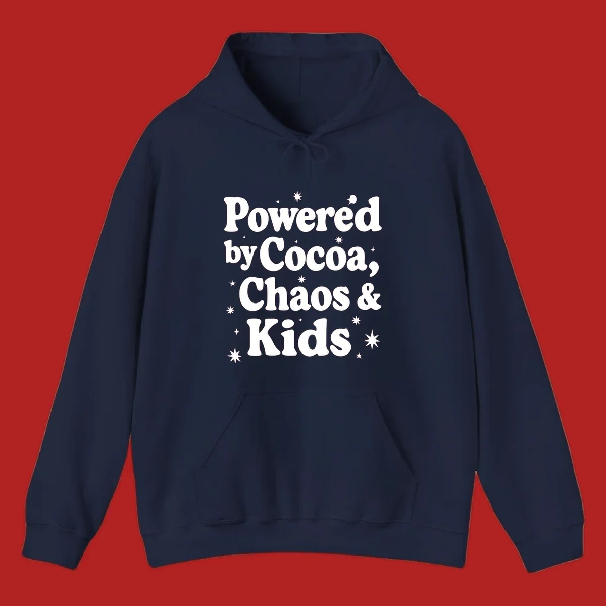 Powered by Cocoa Chaos And Kids retro text with stars graphic.