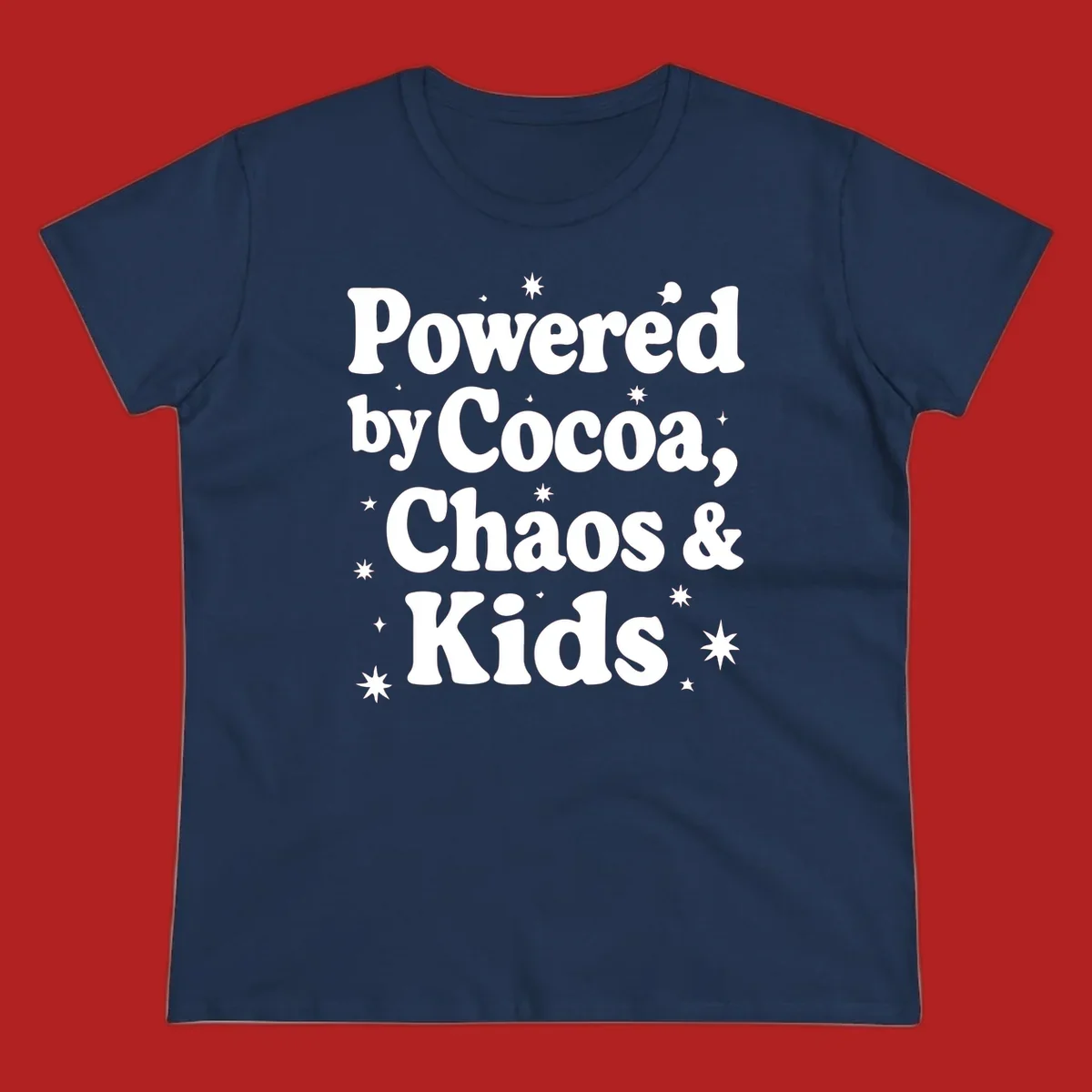 Powered by Cocoa Chaos And Kids retro text with stars graphic.