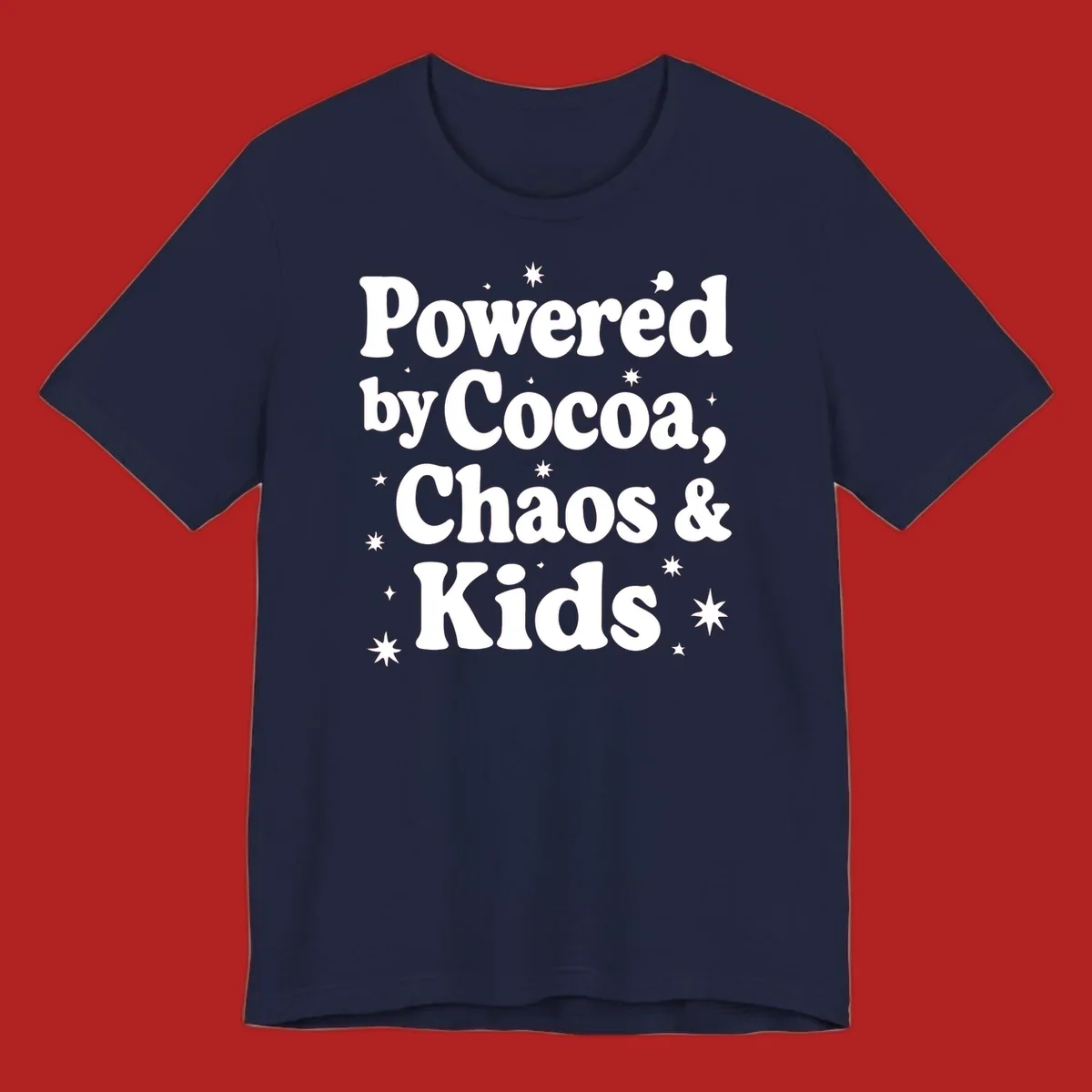 Powered by Cocoa Chaos and Kids text with stars graphic.