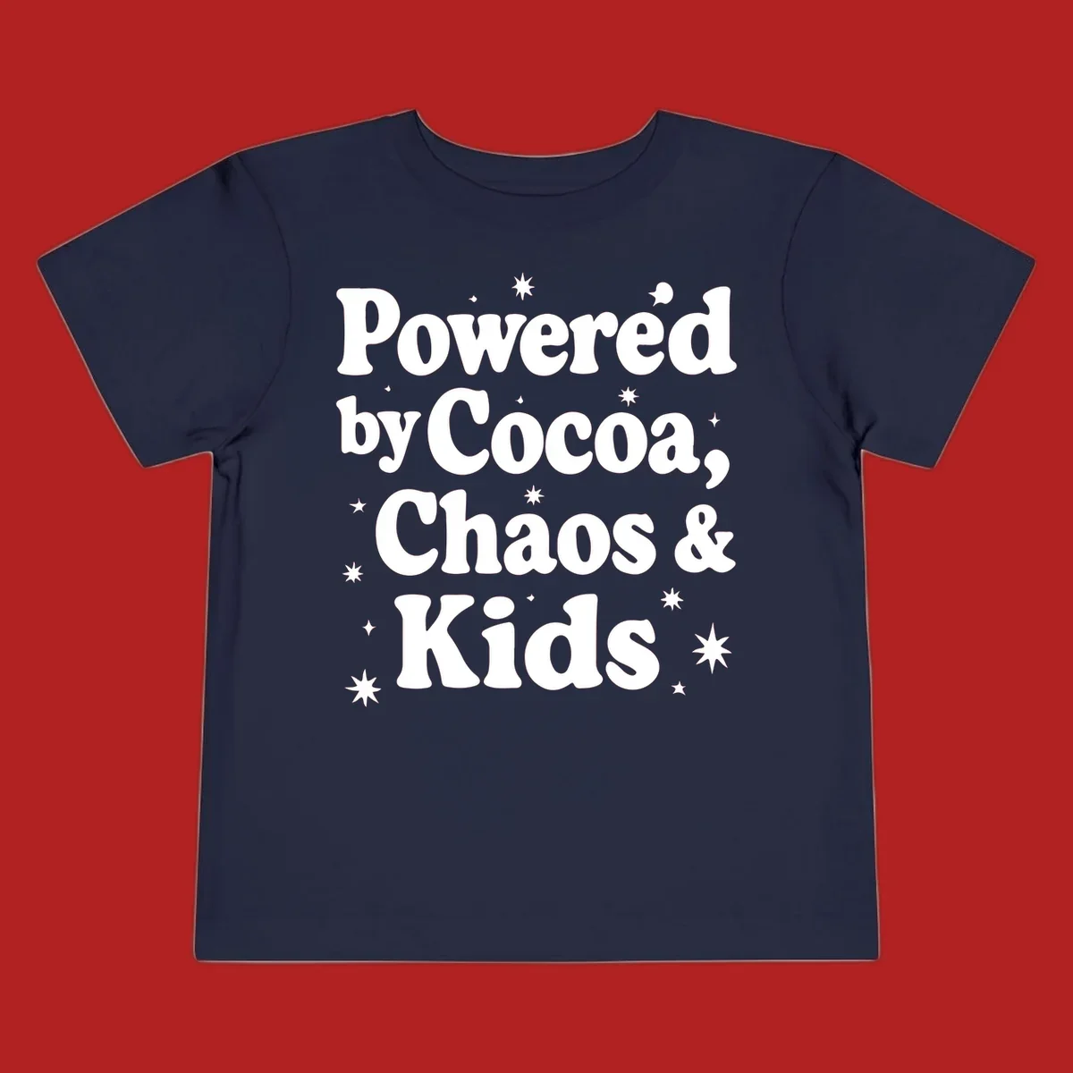 Powered by Cocoa Chaos and Kids text with stars graphic.